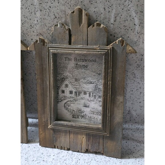 2x Barnyard Reclaimed Rustic Wood Photo Frame Primitive Set 7"x6" Farmhouse Pic - Picture 14 of 16